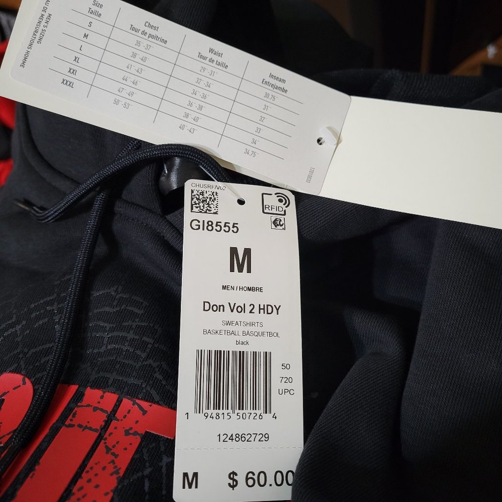 adidas DON Issue #2 Hoodie Sweatshirt Black Red - Picture 9 of 12